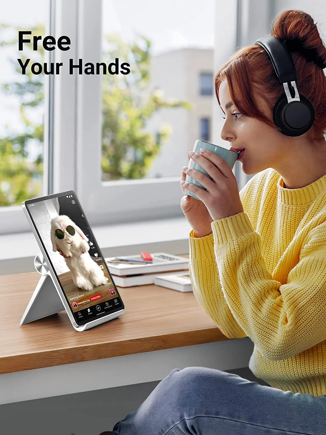 Desk Tablet Stand, Adjustable Holder Compatible for Ipad, White