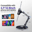 tablet Stand Holder for Ipad, Adjustable with 360 Rotating Base for Desk, Aluminum Swivel Tablet Stand Compatible with Ipad Air, Mini, 10.2,9.7, Pro 11/13 and More, Black