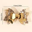 2Pcs Gold Sequin Bow Hair Clip Elegant Sparkly Glitter Leather Hairpin For Baby Girl Children's Daily Hair Headdress Accessories