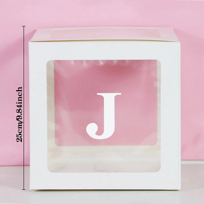 25cm Transparent Letter Gift Box – A-Z Alphabet for Baby Shower, Wedding & Party Decor
