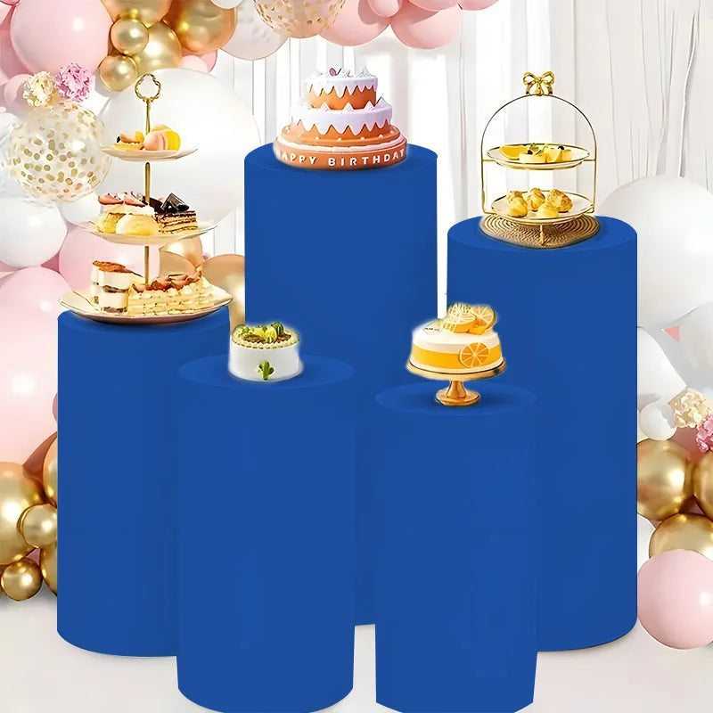 5PCS/3PCS Cylinder Stand Elastic Covers Cloth,For Party Wedding or Baby Shower Event Decor Dessert Table Covers(only cloth cover
