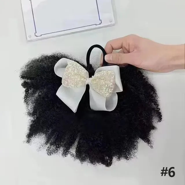 2pcs/ pack clip and go afro kinky marley ponytail with elastic band soft feel like natural human hair girl braided ponytail for
