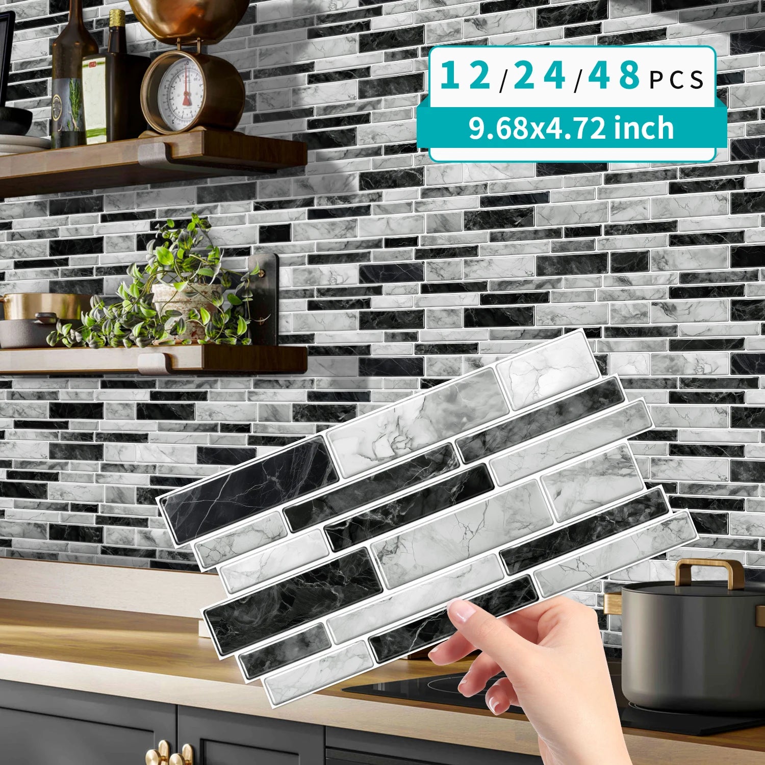 Marble Tile Wall Stickers – Self-Adhesive Waterproof Wallpaper for Bathroom, Kitchen & Home Decor