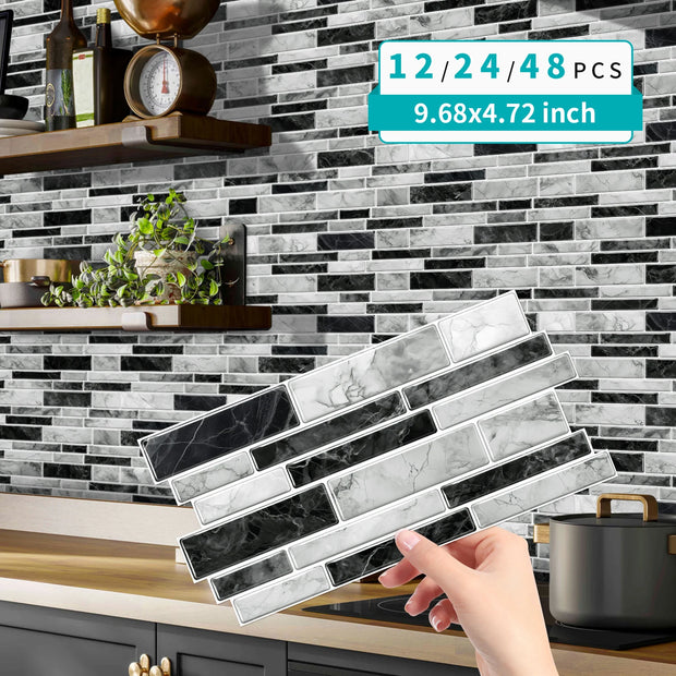 Marble Tile Wall Stickers – Self-Adhesive Waterproof Wallpaper for Bathroom, Kitchen & Home Decor