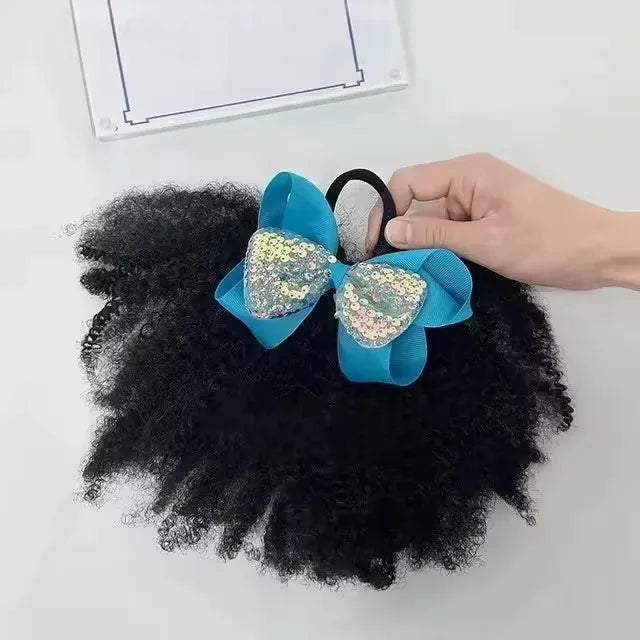 2pcs/ pack clip and go afro kinky marley ponytail with elastic band soft feel like natural human hair girl braided ponytail for
