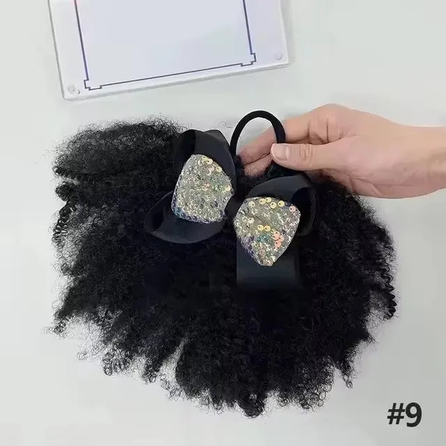 2pcs/ pack clip and go afro kinky marley ponytail with elastic band soft feel like natural human hair girl braided ponytail for