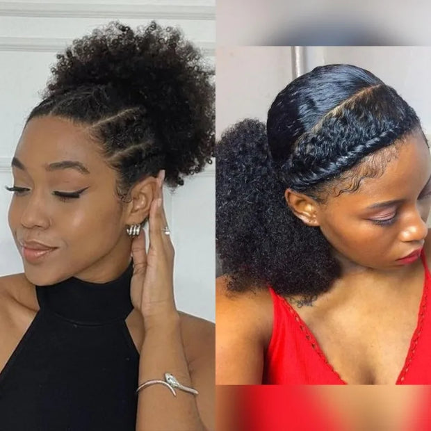 Kid's Summer 1Pack Afro Puff Bun  Afro Kinky Curly Coily Natural Hairstyle For Black Women Synthetic Hair Extension Ponytail