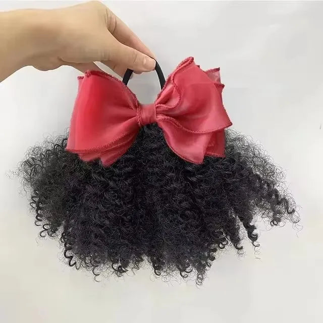 2pcs/ pack clip and go afro kinky marley ponytail with elastic band soft feel like natural human hair girl braided ponytail for
