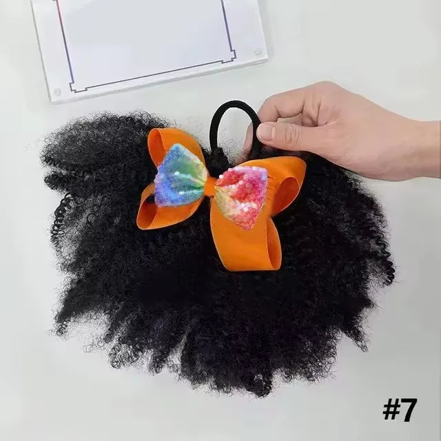 2pcs/ pack clip and go afro kinky marley ponytail with elastic band soft feel like natural human hair girl braided ponytail for