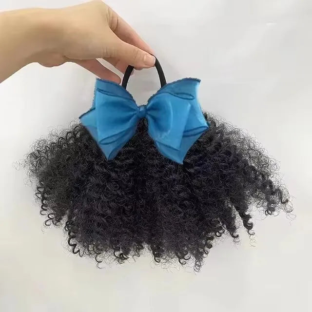 2pcs/ pack clip and go afro kinky marley ponytail with elastic band soft feel like natural human hair girl braided ponytail for