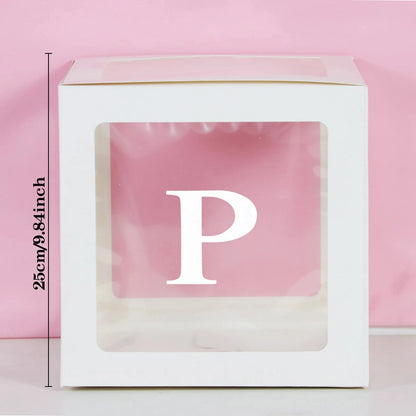 25cm Transparent Letter Gift Box – A-Z Alphabet for Baby Shower, Wedding & Party Decor