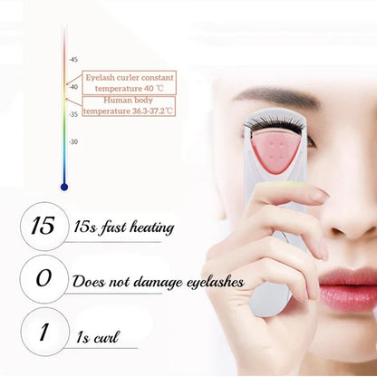 Electric Heated Eyelash Curler — Long-Lasting Lash Perm & Curl Tool with Eyelash Card