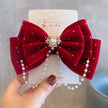 1PC Children's bow cute duckbill clip fugitive princess pearl three-dimensional top clip girl pink hair clip hairpin headband