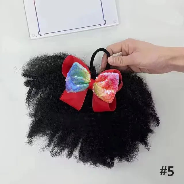 2pcs/ pack clip and go afro kinky marley ponytail with elastic band soft feel like natural human hair girl braided ponytail for