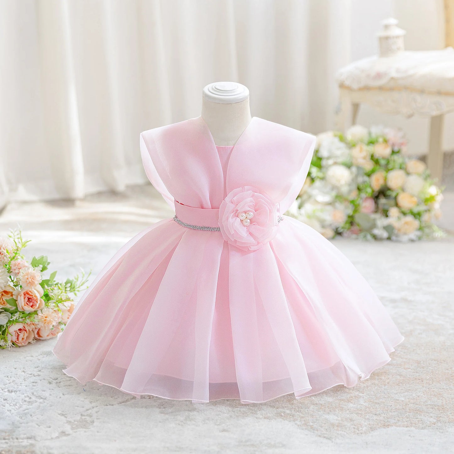 Baby Girl Flower Dress – Baptism, Birthday & Wedding Princess Gown (6M–3Y)
