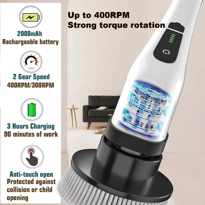 Multifunctional Electric Spin Scrubber — Cordless Cleaning Brush for Kitchen & Bathroom