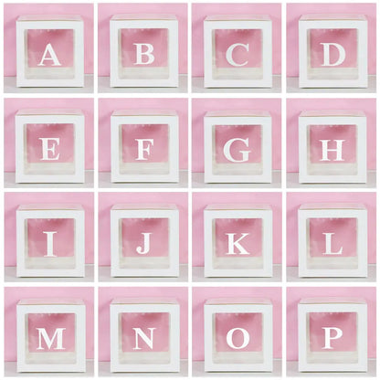 25cm Transparent Letter Gift Box – A-Z Alphabet for Baby Shower, Wedding & Party Decor