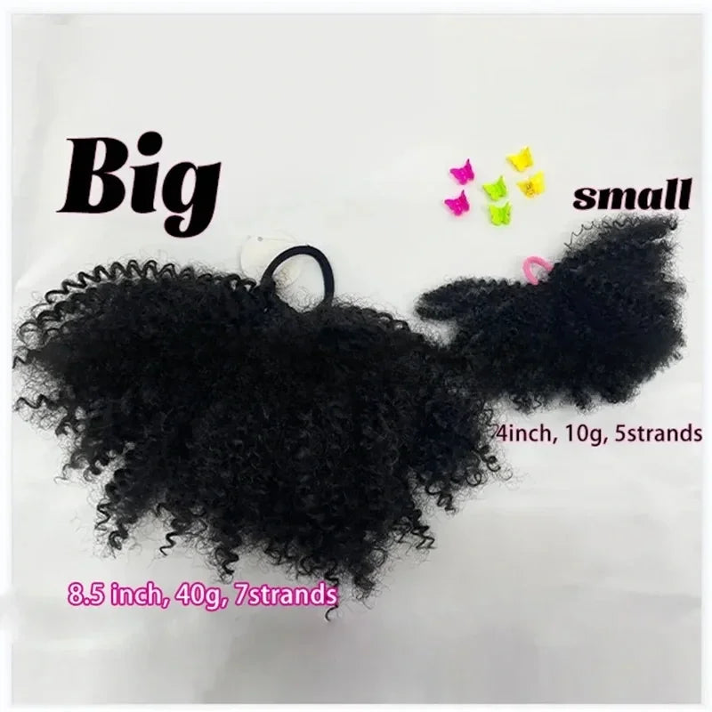 2pcs/ pack clip and go afro kinky marley ponytail with elastic band soft feel like natural human hair girl braided ponytail for