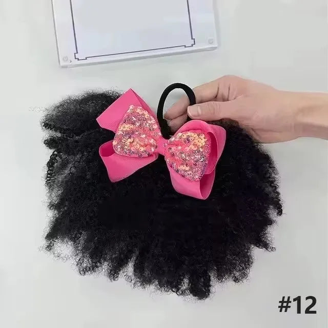 2pcs/ pack clip and go afro kinky marley ponytail with elastic band soft feel like natural human hair girl braided ponytail for