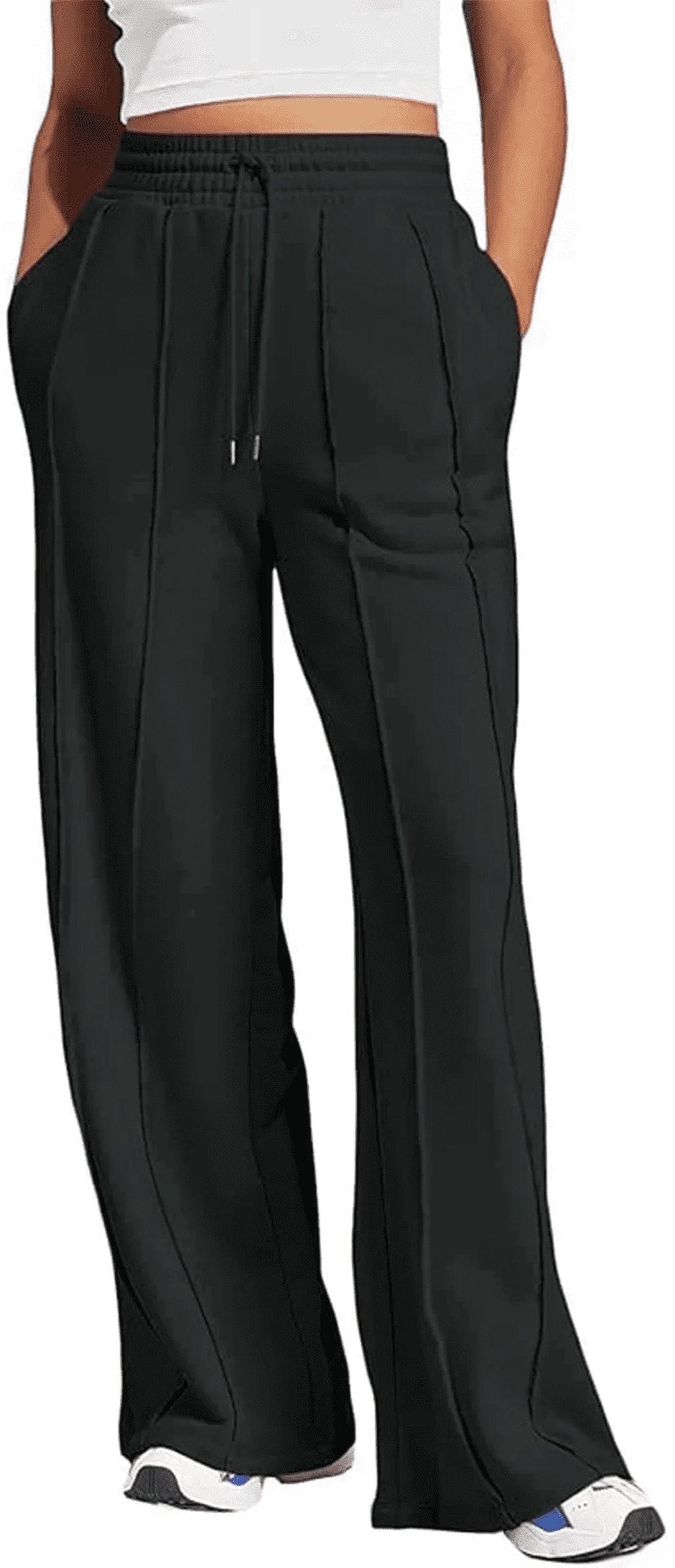 Yoga Sweatpants High Waisted for Women Elastic Elevated Seams Wide Leg Lightweight Drawstring Loose Joggers Long Pants with Pockets
