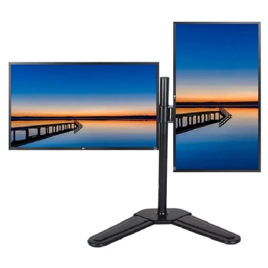 HILLPORT Dual Monitor Stand – Supports 10-32 Inch Screens, 360° Rotation, VESA Mount DZ18
