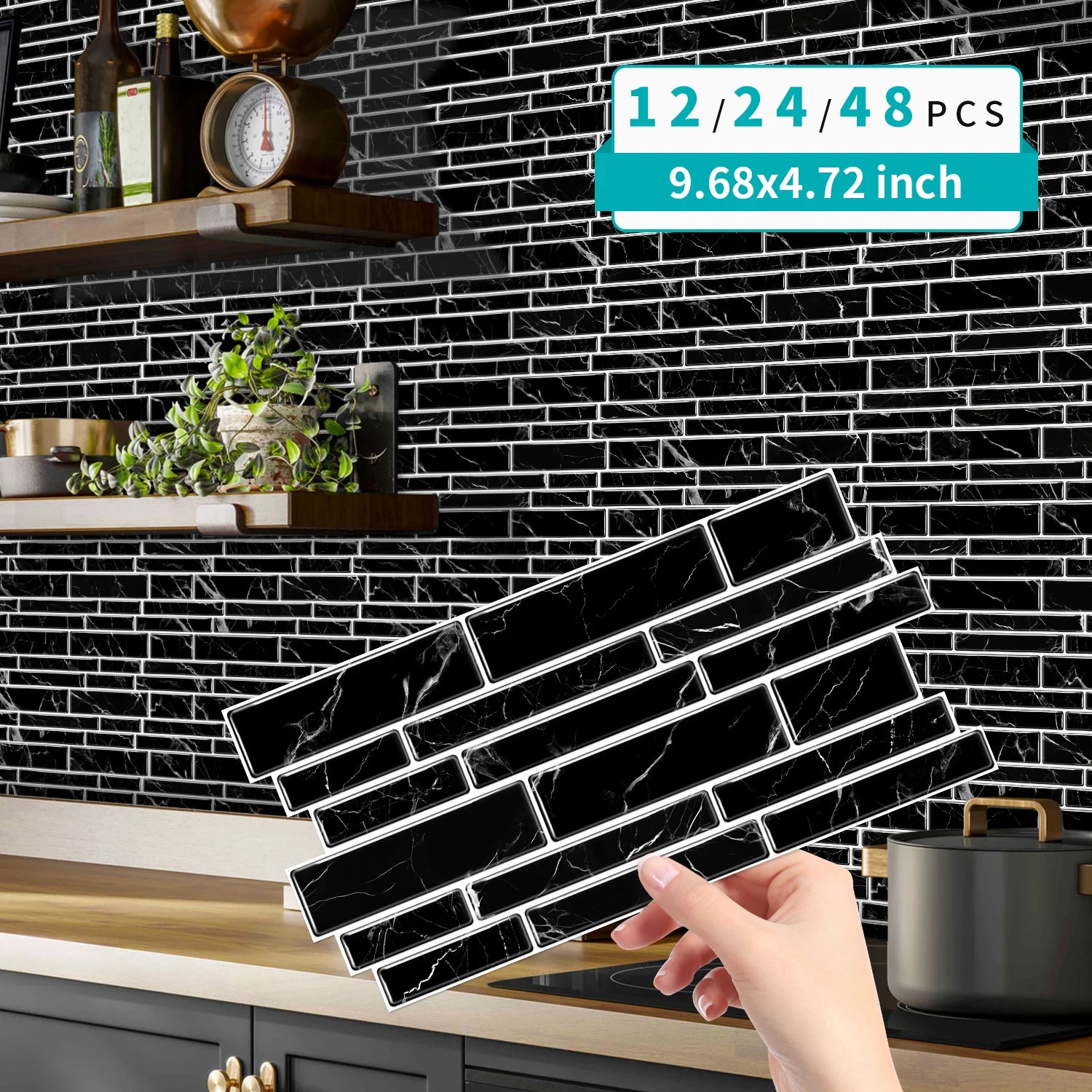 Marble Tile Wall Stickers – Self-Adhesive Waterproof Wallpaper for Bathroom, Kitchen & Home Decor
