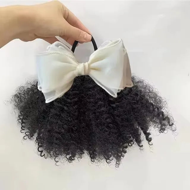 2pcs/ pack clip and go afro kinky marley ponytail with elastic band soft feel like natural human hair girl braided ponytail for