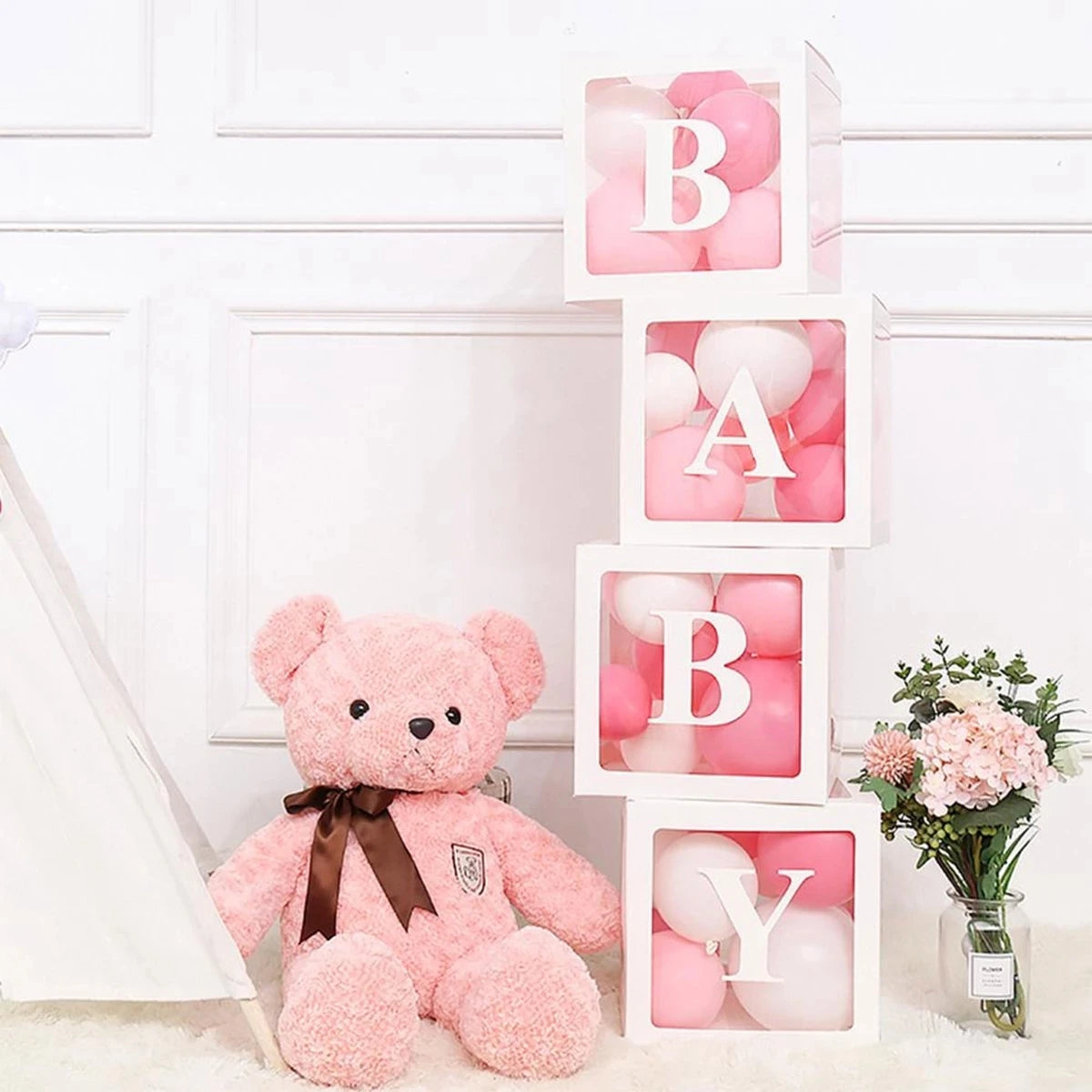 25cm Transparent Letter Gift Box – A-Z Alphabet for Baby Shower, Wedding & Party Decor