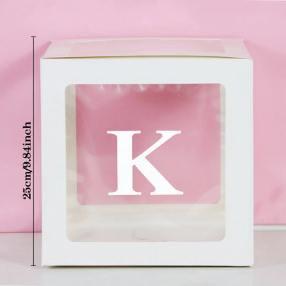 25cm Transparent Letter Gift Box – A-Z Alphabet for Baby Shower, Wedding & Party Decor