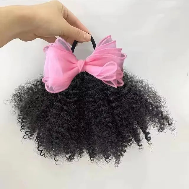 2pcs/ pack clip and go afro kinky marley ponytail with elastic band soft feel like natural human hair girl braided ponytail for