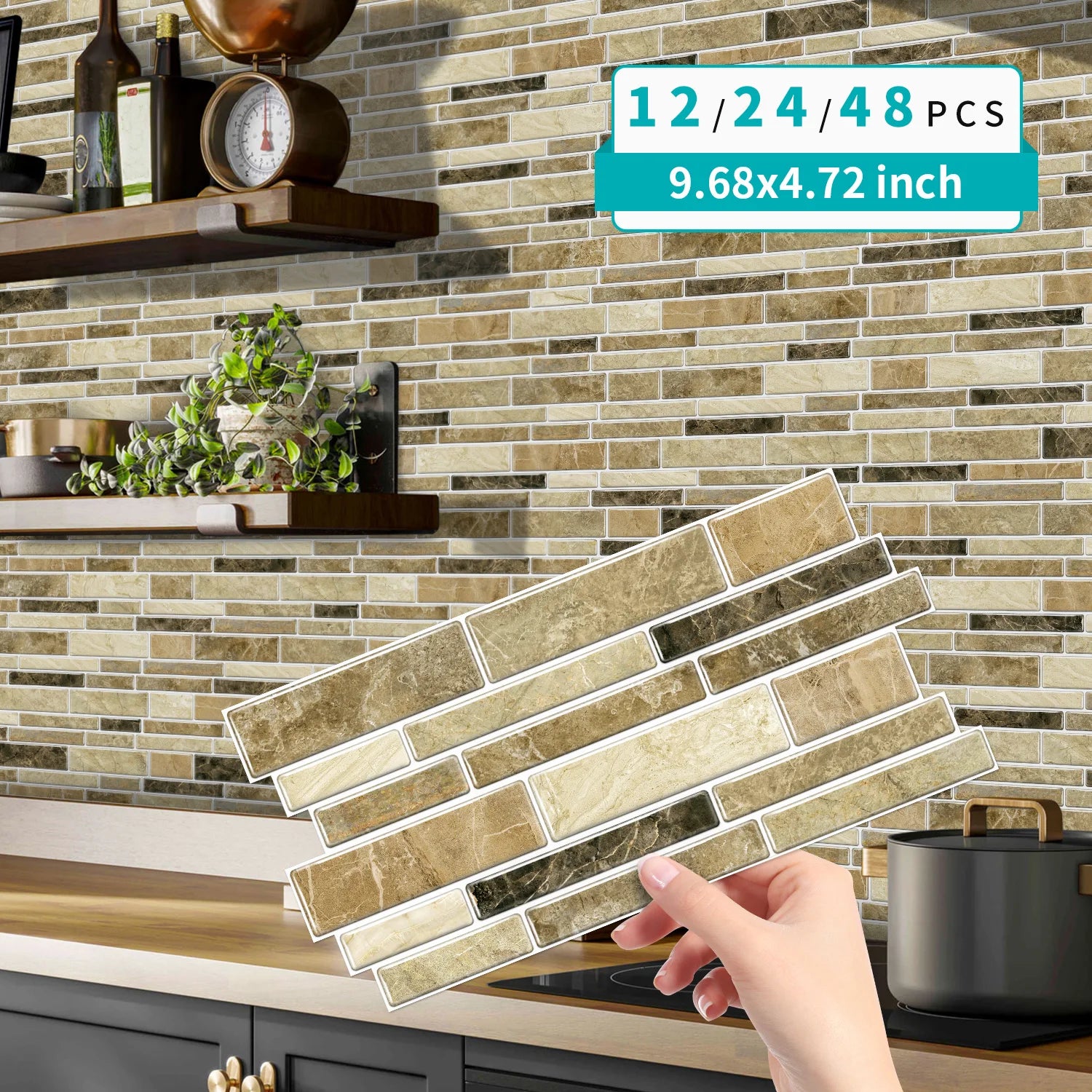 Marble Tile Wall Stickers – Self-Adhesive Waterproof Wallpaper for Bathroom, Kitchen & Home Decor