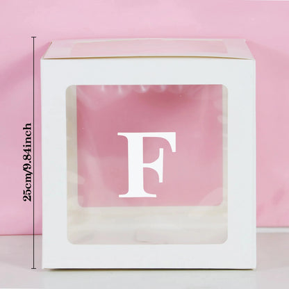 25cm Transparent Letter Gift Box – A-Z Alphabet for Baby Shower, Wedding & Party Decor
