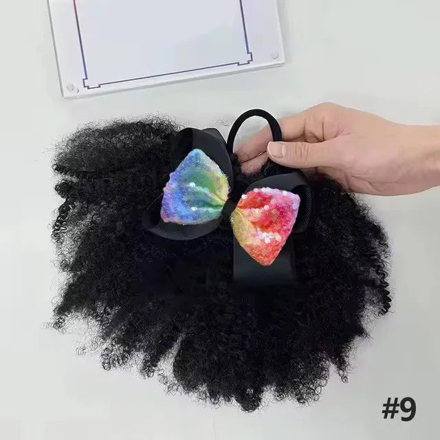 2pcs/ pack clip and go afro kinky marley ponytail with elastic band soft feel like natural human hair girl braided ponytail for