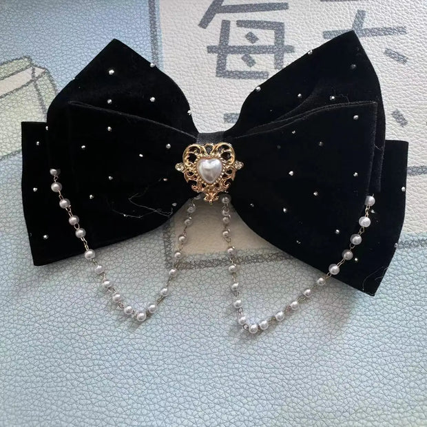 1PC Children's bow cute duckbill clip fugitive princess pearl three-dimensional top clip girl pink hair clip hairpin headband