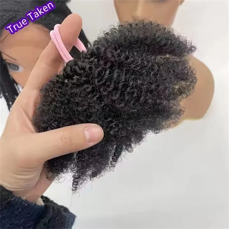 2pcs/ pack clip and go afro kinky marley ponytail with elastic band soft feel like natural human hair girl braided ponytail for