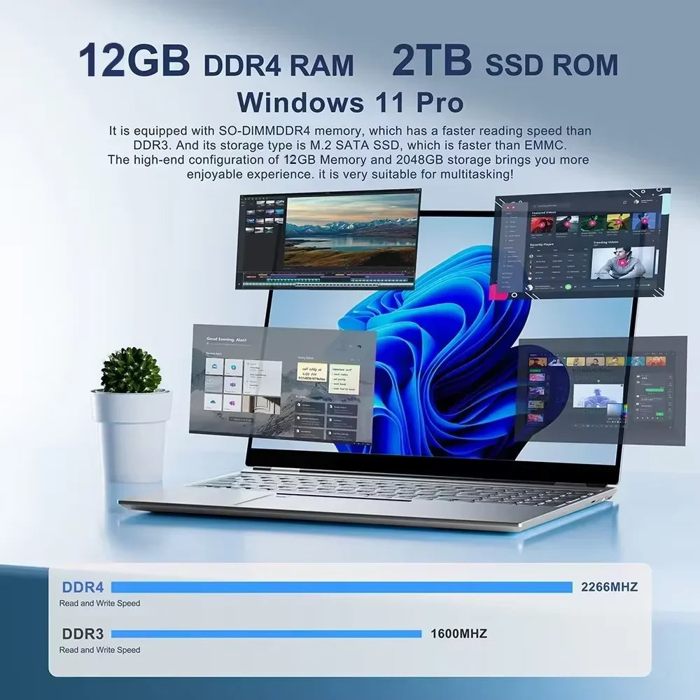 14.1 Inch Windows 11 Pro Laptop – Intel Core i7-9850H, 12GB RAM, Up to 2TB SSD