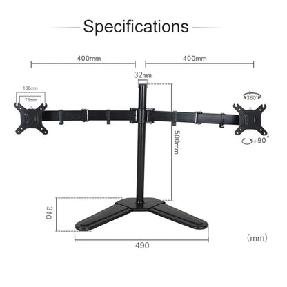 HILLPORT Dual Monitor Stand – Supports 10-32 Inch Screens, 360° Rotation, VESA Mount DZ18