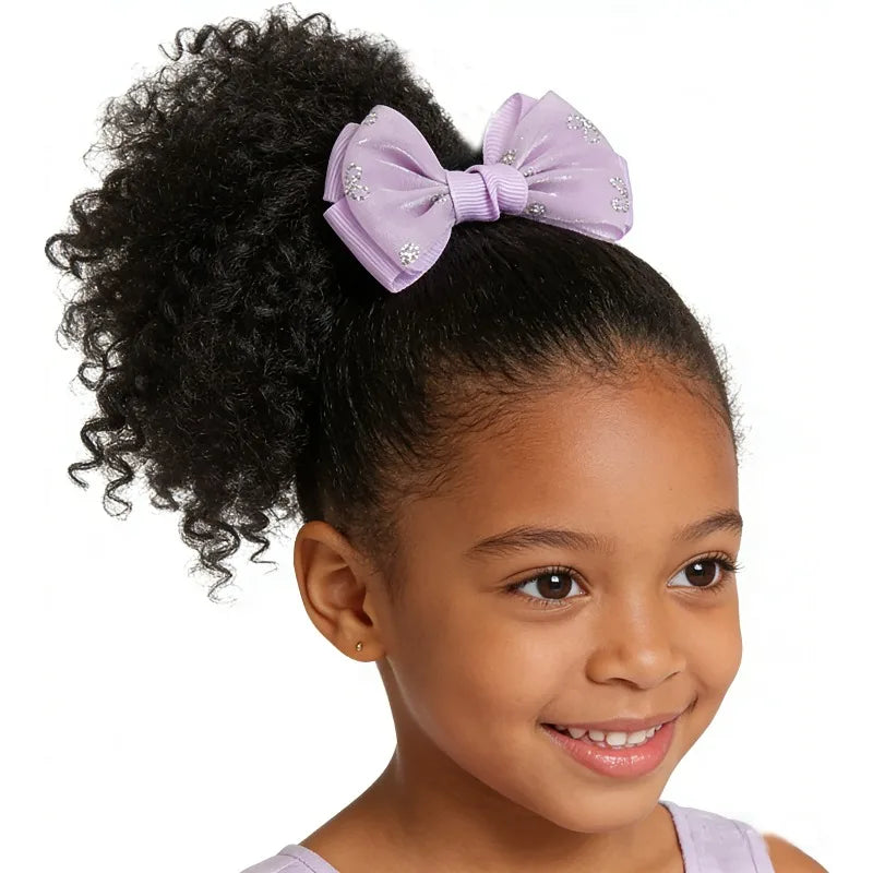 Kid's Summer 1Pack Afro Puff Bun  Afro Kinky Curly Coily Natural Hairstyle For Black Women Synthetic Hair Extension Ponytail