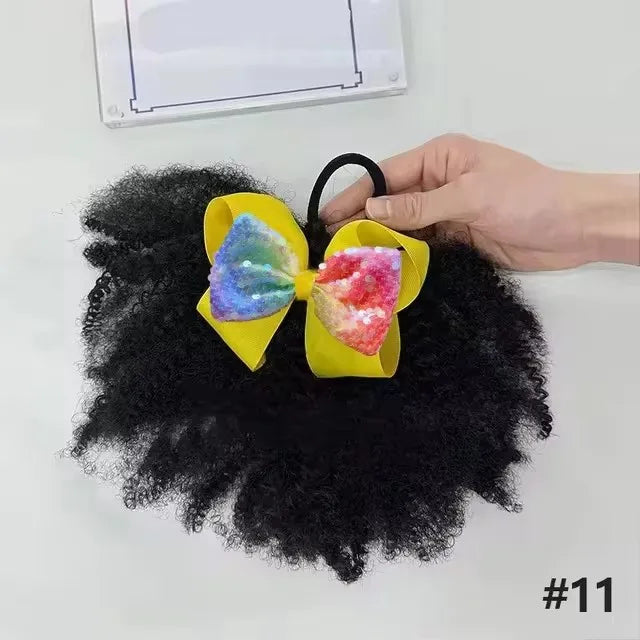 2pcs/ pack clip and go afro kinky marley ponytail with elastic band soft feel like natural human hair girl braided ponytail for