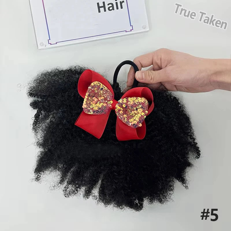 2pcs/ pack clip and go afro kinky marley ponytail with elastic band soft feel like natural human hair girl braided ponytail for