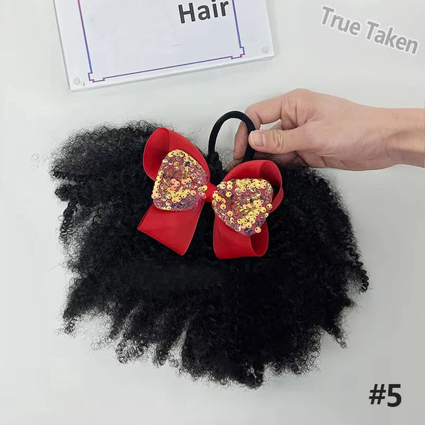 2pcs/ pack clip and go afro kinky marley ponytail with elastic band soft feel like natural human hair girl braided ponytail for