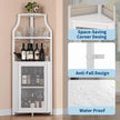 5-Tier Industrial Corner Wine Cabinet – Barn Door, Detachable Rack & Glass Holder, White
