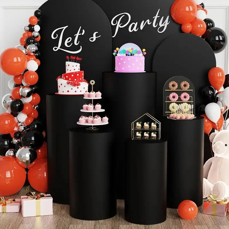 5PCS/3PCS Cylinder Stand Elastic Covers Cloth,For Party Wedding or Baby Shower Event Decor Dessert Table Covers(only cloth cover