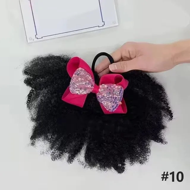 2pcs/ pack clip and go afro kinky marley ponytail with elastic band soft feel like natural human hair girl braided ponytail for