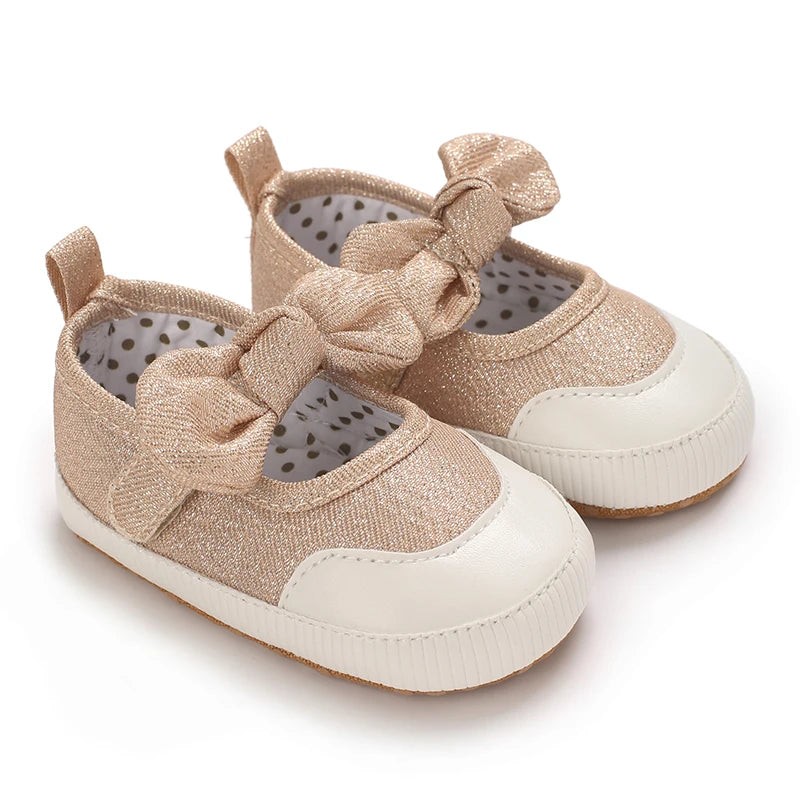 Cute Spring Newborn Golden Baby Shoes Non Slip Cloth Bottom Girl Shoes Elegant Breathable Casual Baby First Walking Shoes 0-18 M