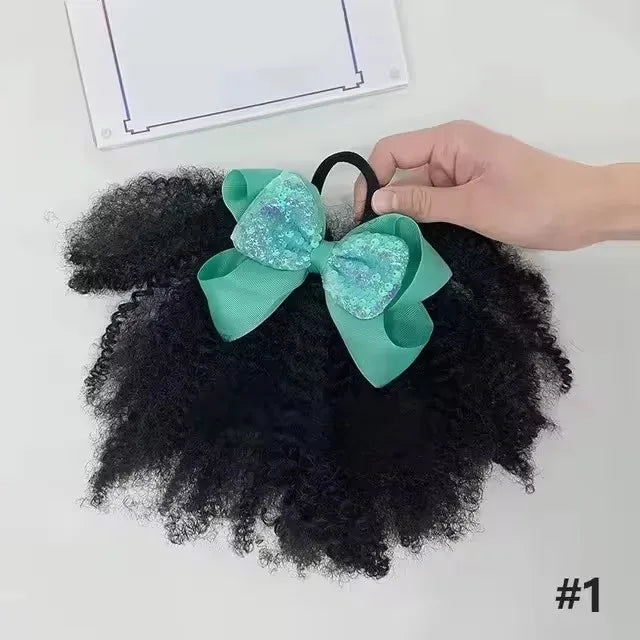 2pcs/ pack clip and go afro kinky marley ponytail with elastic band soft feel like natural human hair girl braided ponytail for
