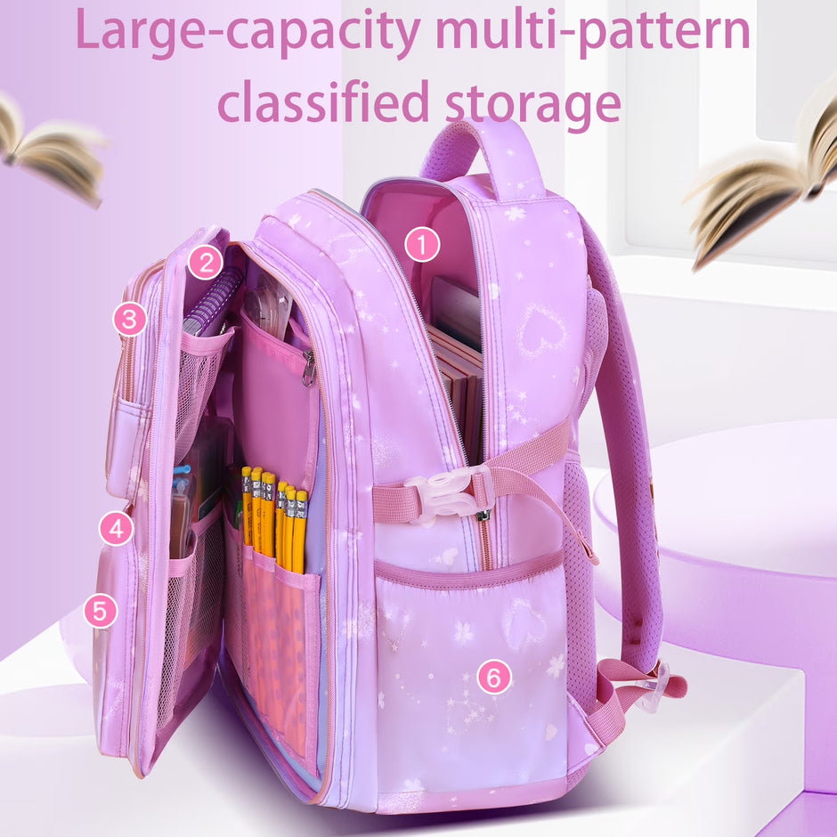 School Backpacks for Girls, Kids Lightweight Fashion School Bag Waterproof School Bookbags Gifts-Purple
