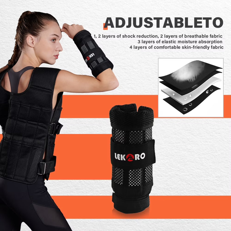 LEKÄRO Wrist Arm Weights, Adjustable Wrist Weights, Removable Wrist Ankle Weights for Men Women, for Fitness, Walking, Jogging, Workout, Running, 1Pair 2 Pack
