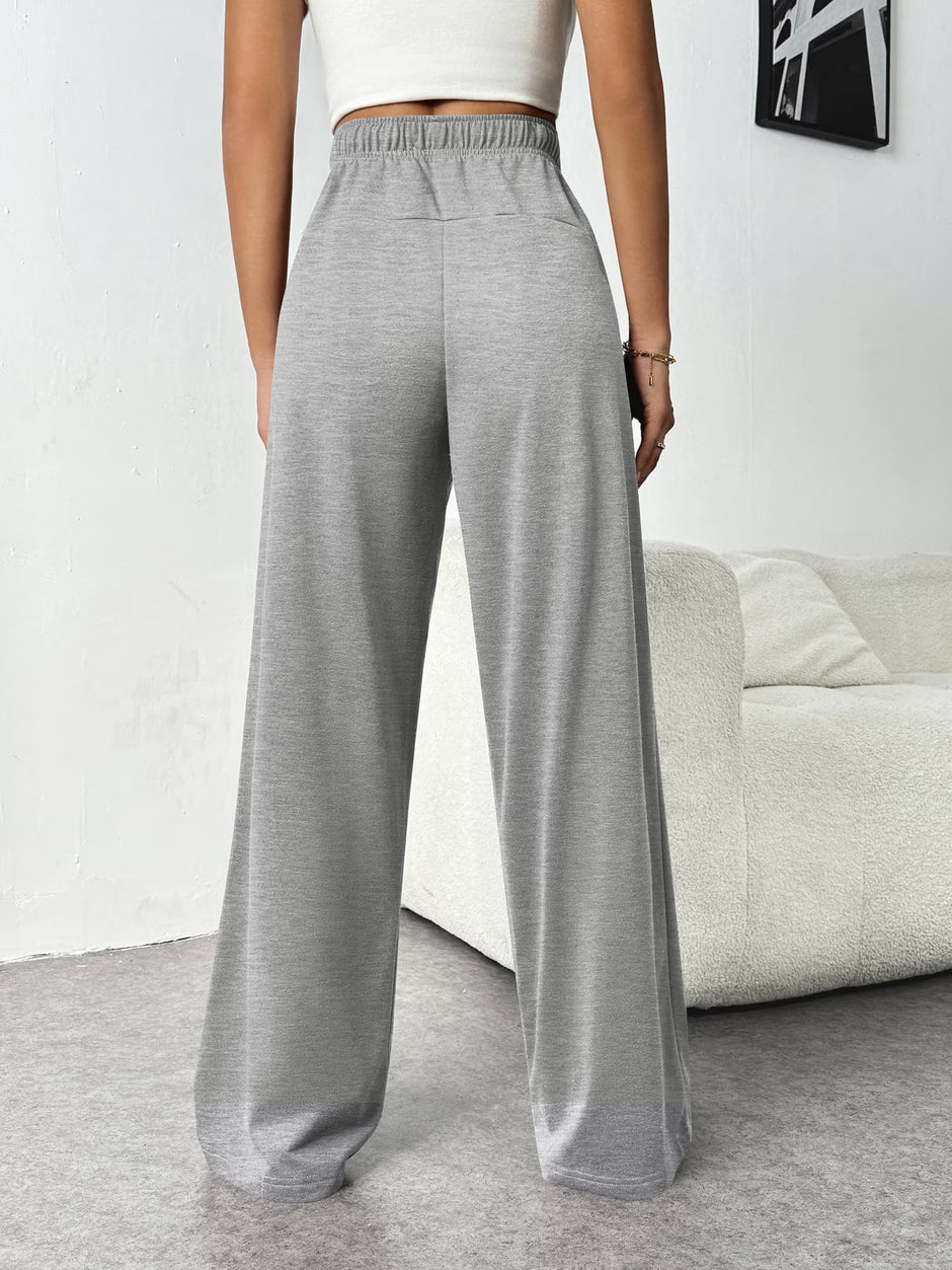 Sweatpants for Women Wide Leg Pants Fall Sweatpants with Pockets Elastic Waistband Comfy Pants Women Winter Lounge Pants Light Grey M
