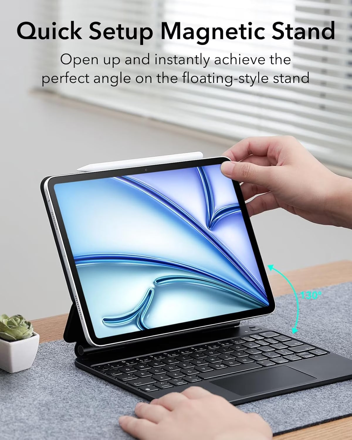 Keyboard Case Compatible with Ipad Air 11 Inch M4/M3/M2 (2026/2025/2024) & Ipad Pro 11/Air 5Th/4Th Gen, Floating Stand with Multi-Touch Trackpad, Black